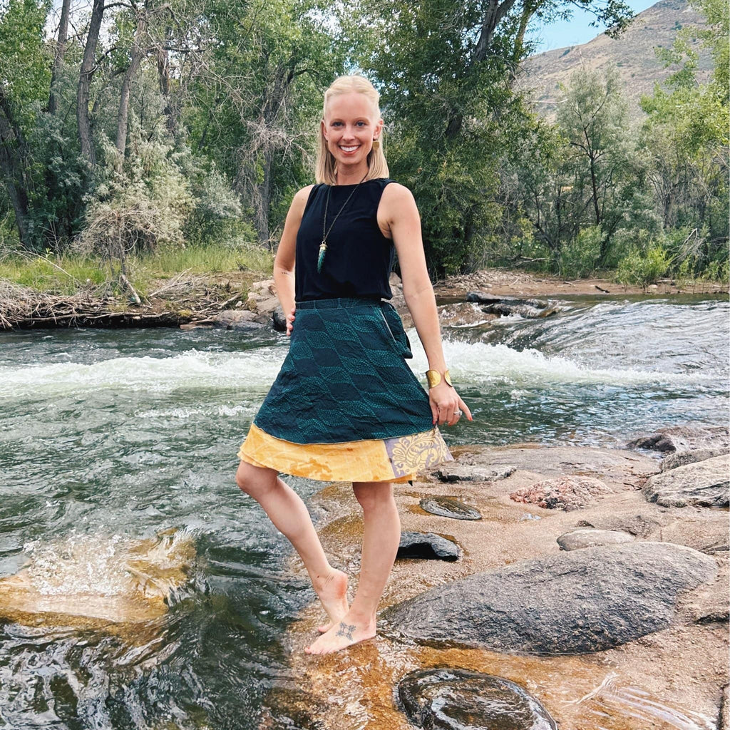 Darn Good Yarn Made With Love: The Original Sari Wrap Skirt — flat-lay composition