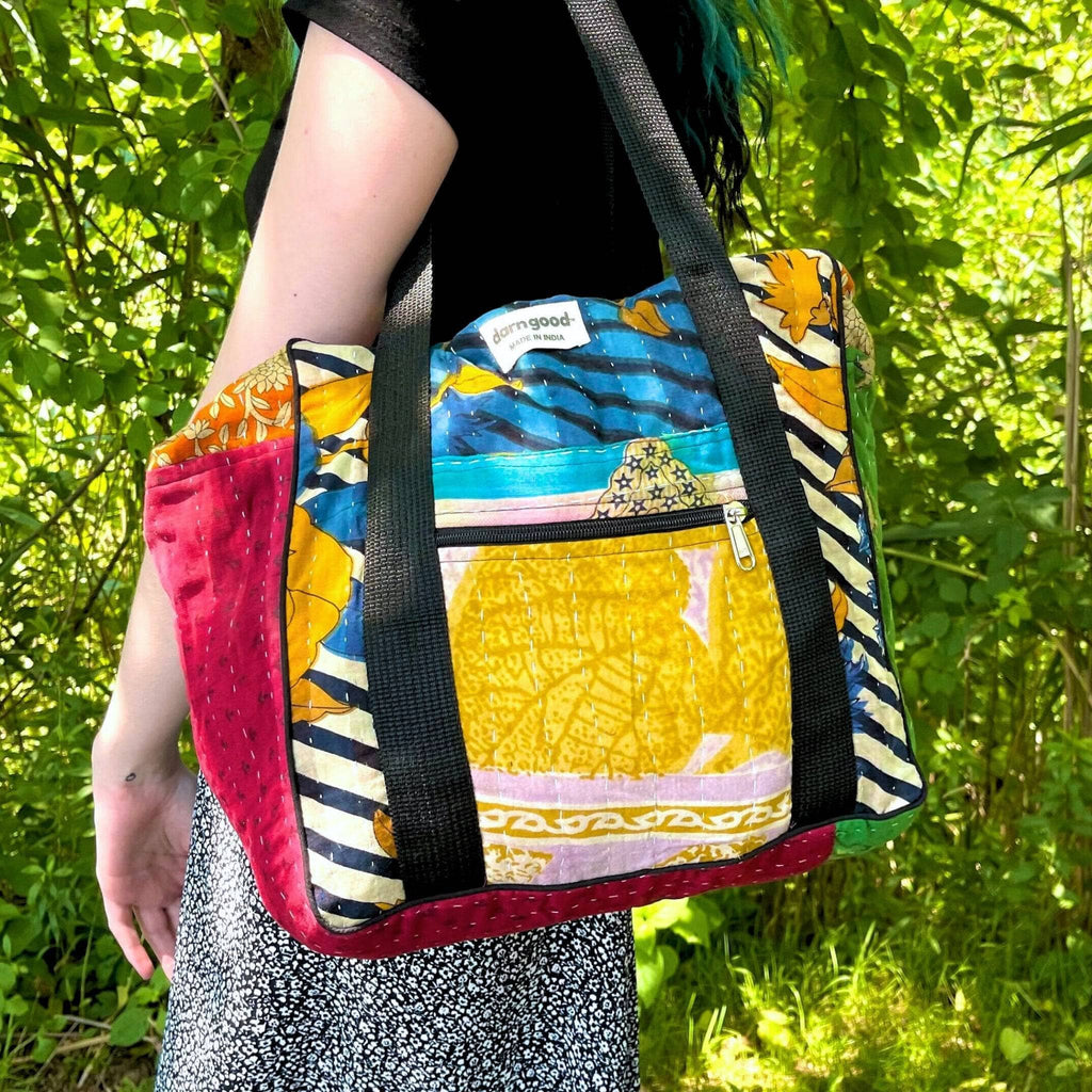 Darn Good Yarn Darn Good Yarn Wanderlust Kantha Stitched Bag — main product shot