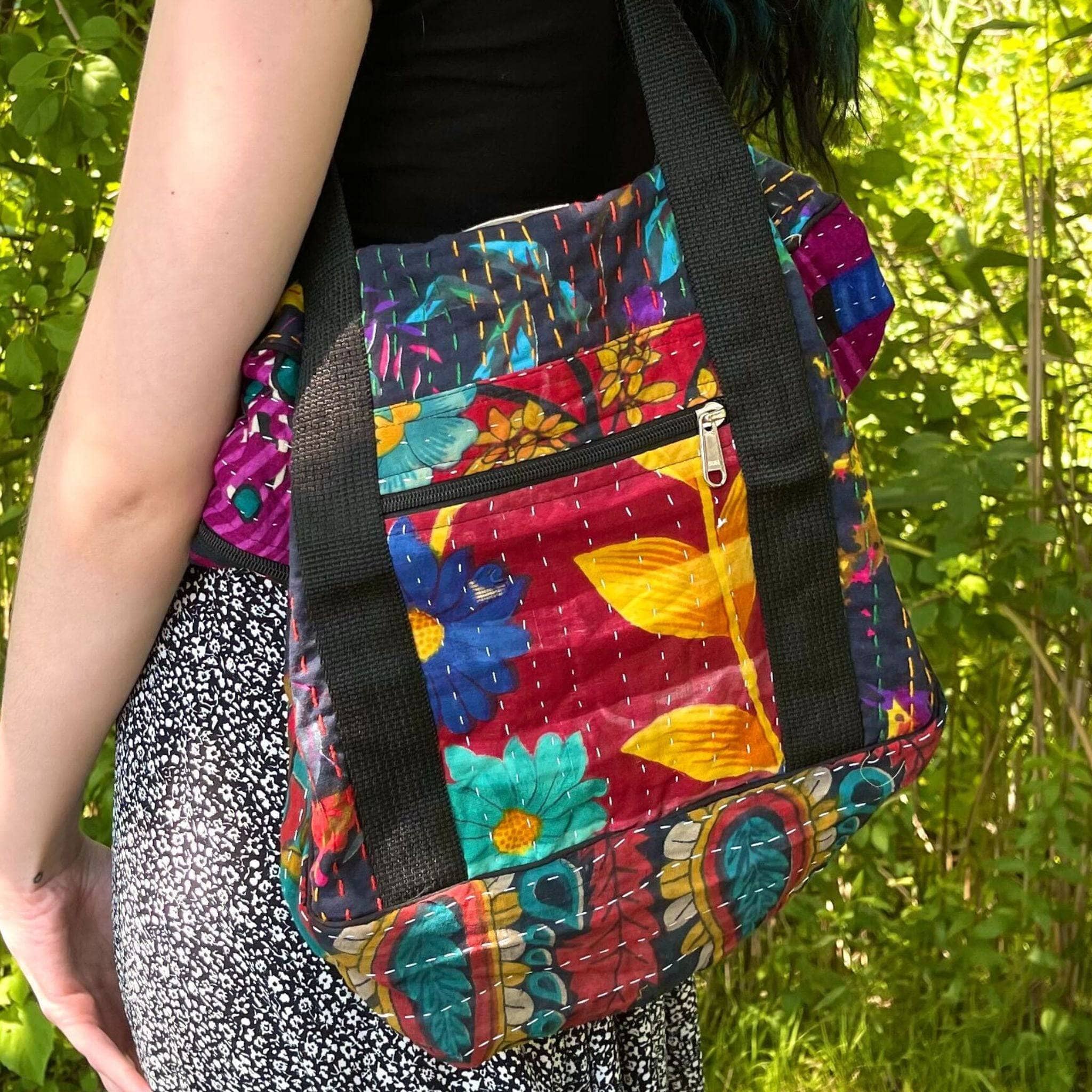 Darn Good Yarn Darn Good Yarn Wanderlust Kantha Stitched Bag — clothing and accessories category context