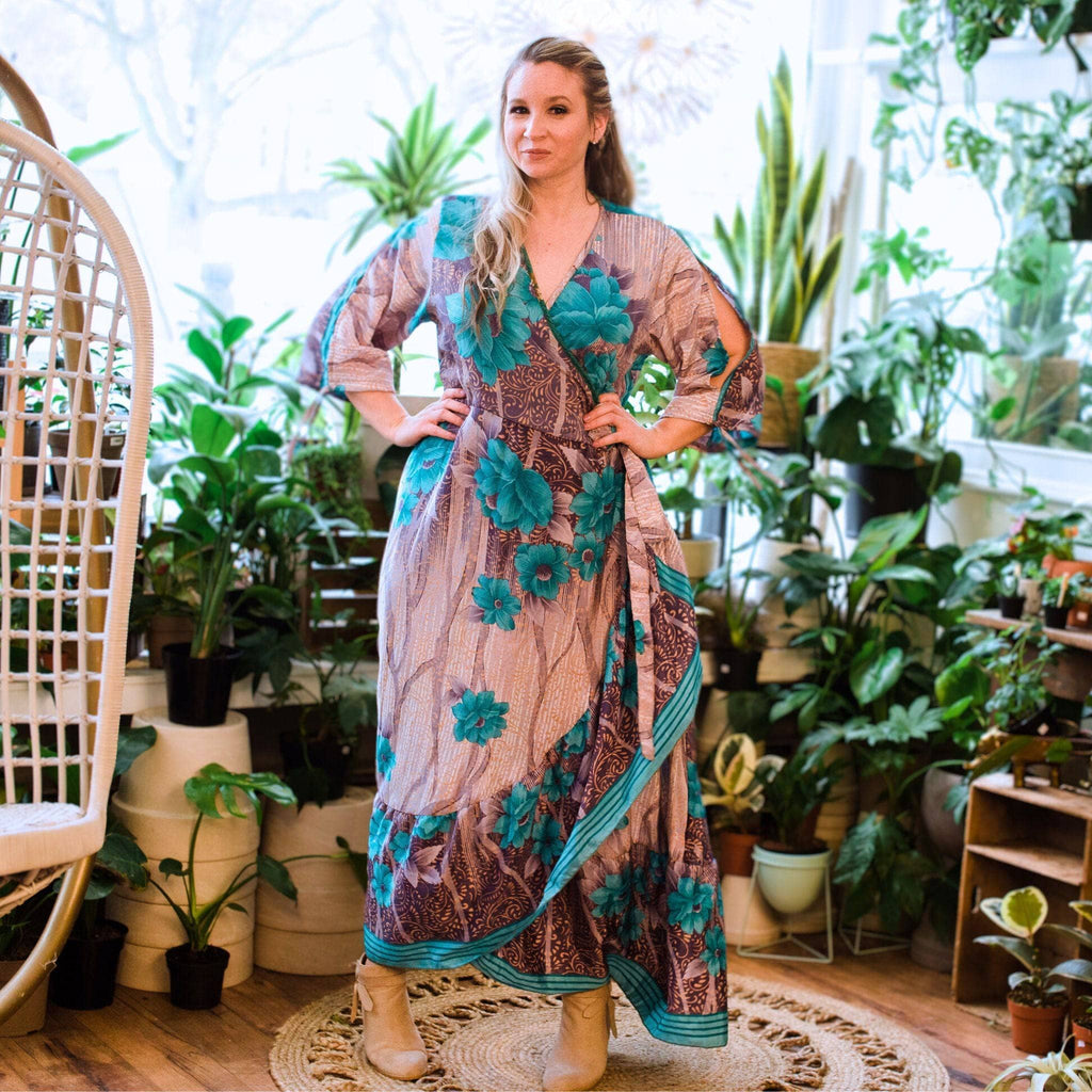 Darn Good Yarn Zaria One-of-a-Kind Wrap Dress – Handmade, Sustainable, Stunning — side view