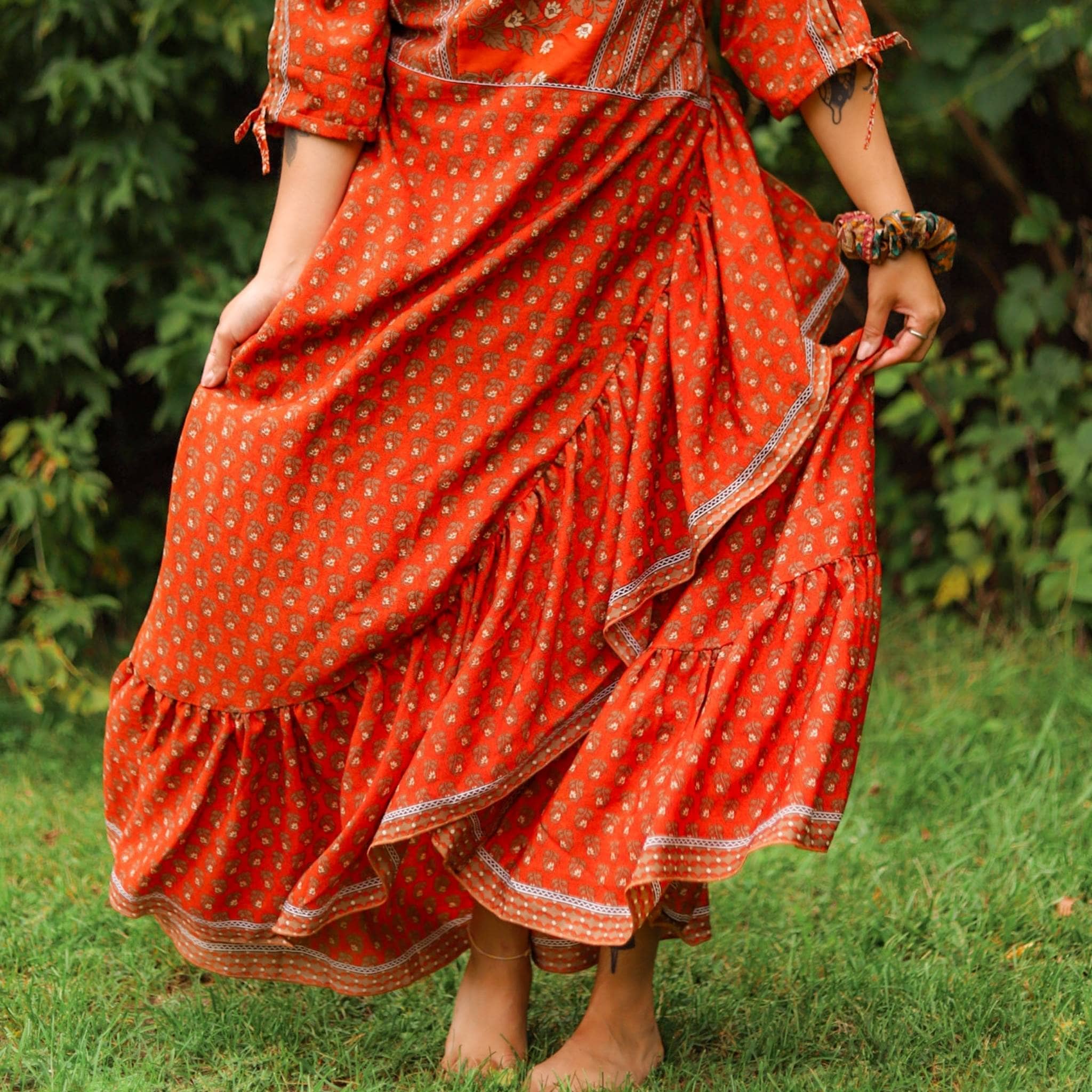 Darn Good Yarn Zaria One-of-a-Kind Wrap Dress – Handmade, Sustainable, Stunning — back view