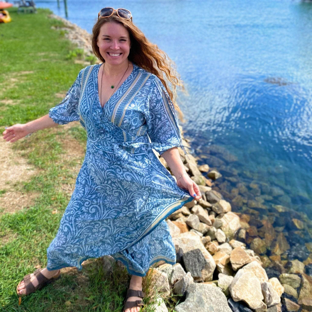 Darn Good Yarn Zaria One-of-a-Kind Wrap Dress – Handmade, Sustainable, Stunning — alternative angle