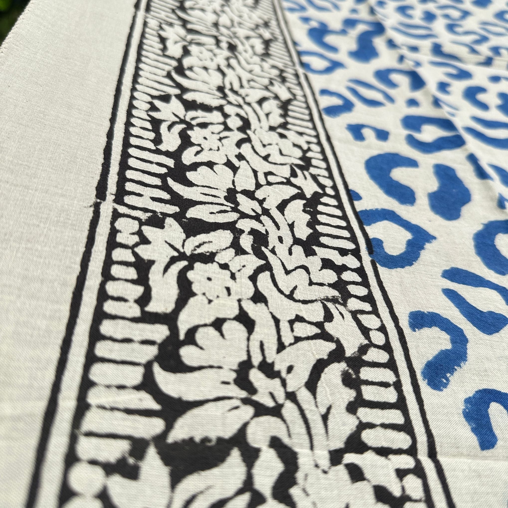Darn Good Yarn Wild Indigo Bloom – Hand Block Print Cotton Scarf, Oversized Boho Wrap & Lightweight Sarong — detail shot 6