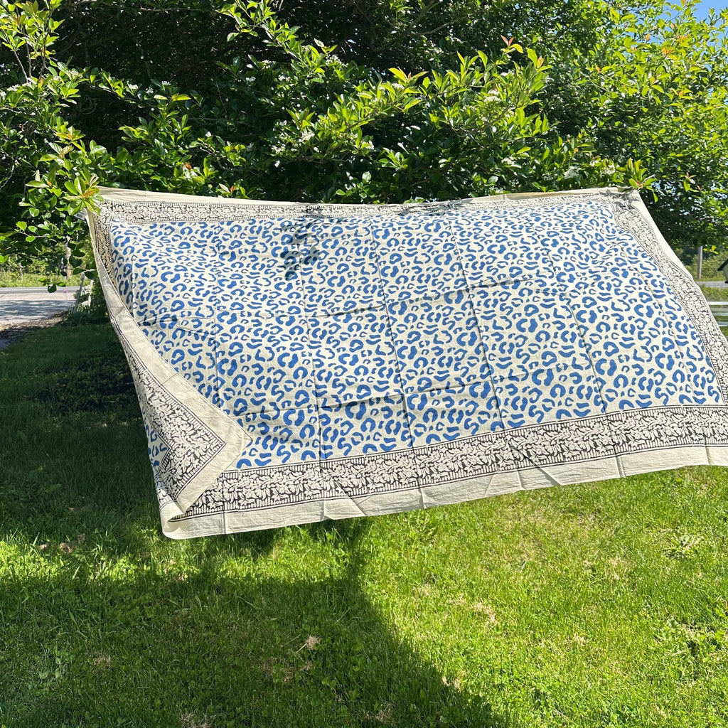Darn Good Yarn Wild Indigo Bloom – Hand Block Print Cotton Scarf, Oversized Boho Wrap & Lightweight Sarong — lifestyle worn / used context
