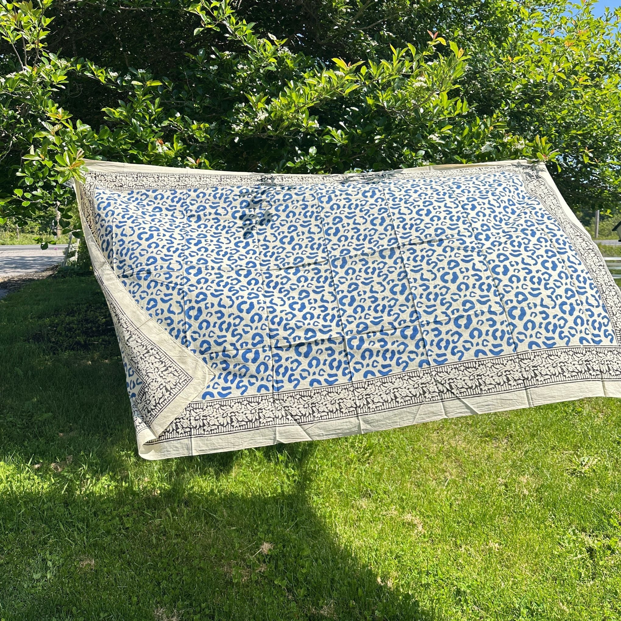 Darn Good Yarn Wild Indigo Bloom – Hand Block Print Cotton Scarf, Oversized Boho Wrap & Lightweight Sarong — lifestyle worn / used context