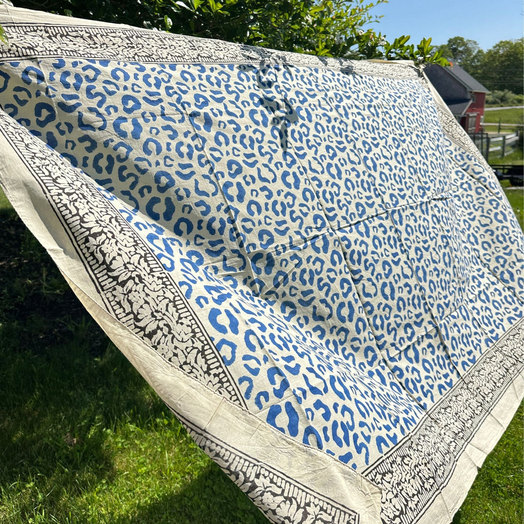 Darn Good Yarn Wild Indigo Bloom – Hand Block Print Cotton Scarf, Oversized Boho Wrap & Lightweight Sarong — detail shot 7