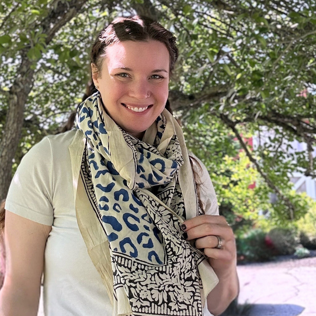 Darn Good Yarn Wild Indigo Bloom – Hand Block Print Cotton Scarf, Oversized Boho Wrap & Lightweight Sarong — clothing and accessories category context