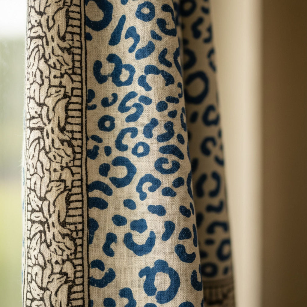 Darn Good Yarn Wild Indigo Bloom – Hand Block Print Cotton Scarf, Oversized Boho Wrap & Lightweight Sarong — Oversized detail