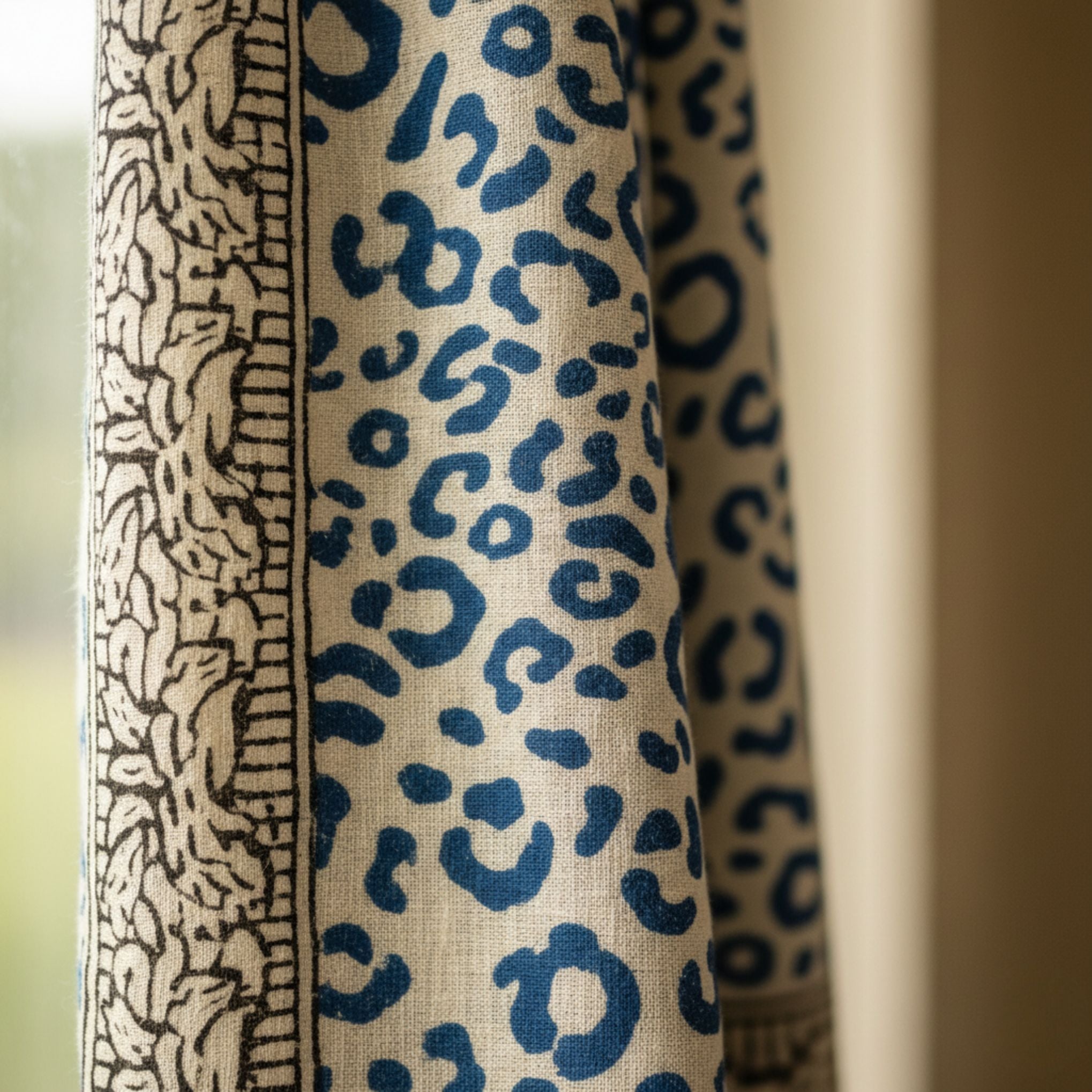 Darn Good Yarn Wild Indigo Bloom – Hand Block Print Cotton Scarf, Oversized Boho Wrap & Lightweight Sarong — Oversized detail