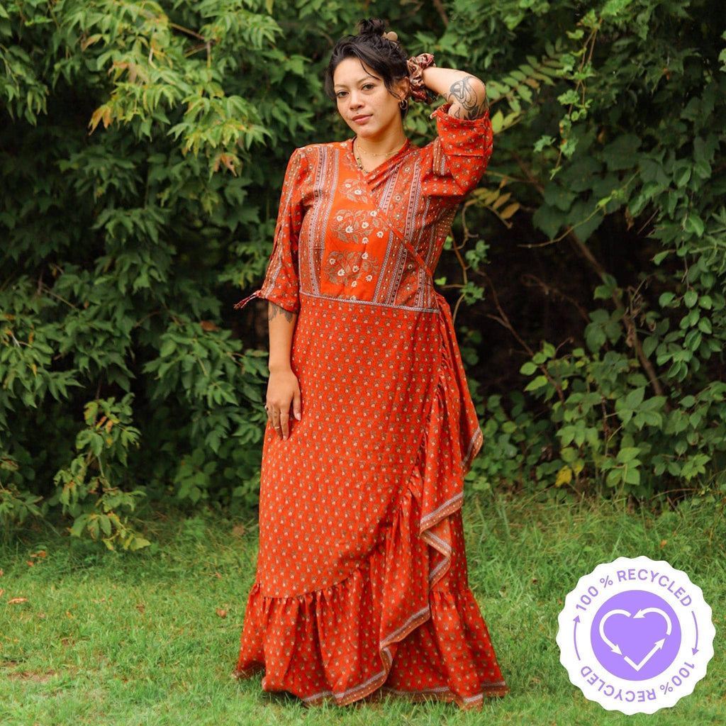 Darn Good Yarn Zaria One-of-a-Kind Wrap Dress – Handmade, Sustainable, Stunning — color detail