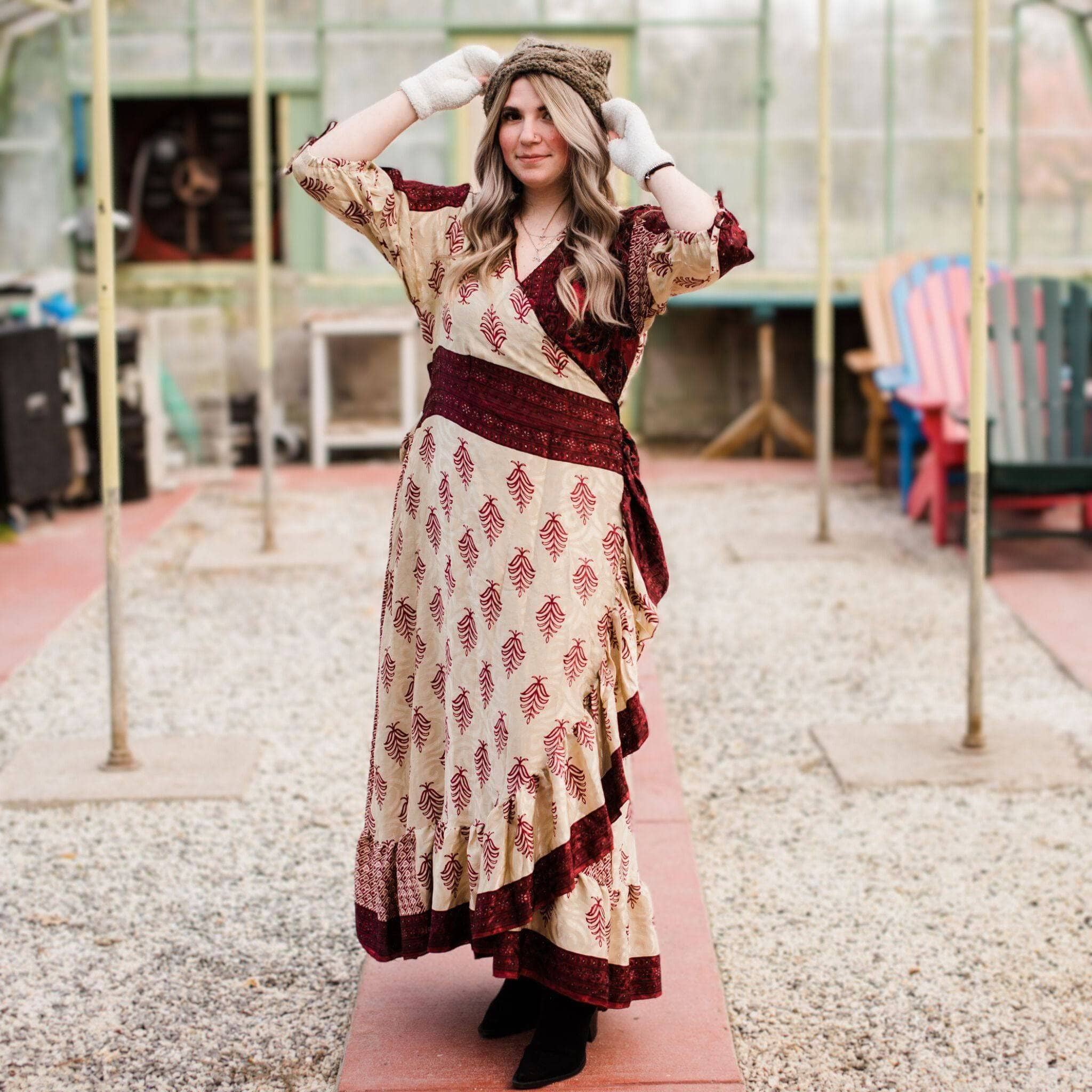 Darn Good Yarn Zaria One-of-a-Kind Wrap Dress – Handmade, Sustainable, Stunning — fabric or material detail
