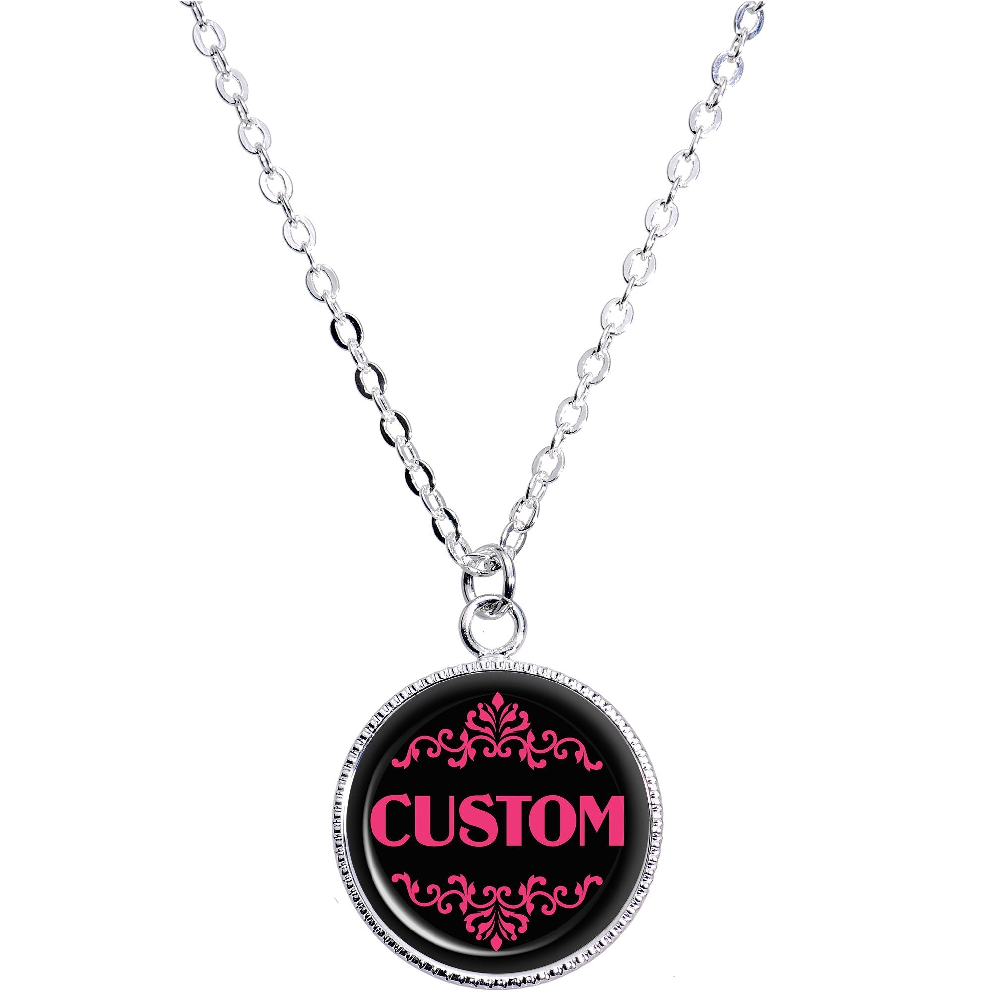 BodyCandy Custom Pink Personalized Name Silver Plated Chain Necklace — main product shot