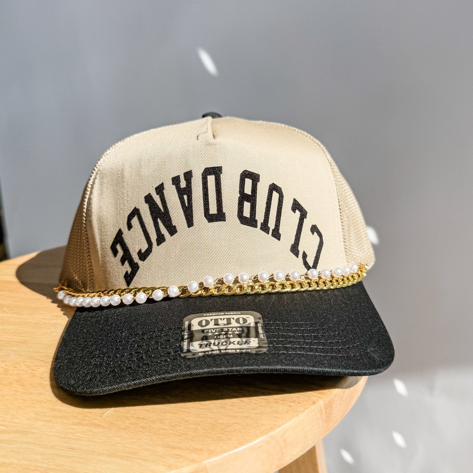 Coco & Rho Club Dance - Black/Tan Trucker Hat — detail close-up