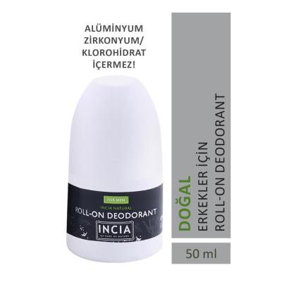 Incia Natural Roll-On Deodorant for Men - Aluminum-Free, Hypoallergenic & Paraben-Free