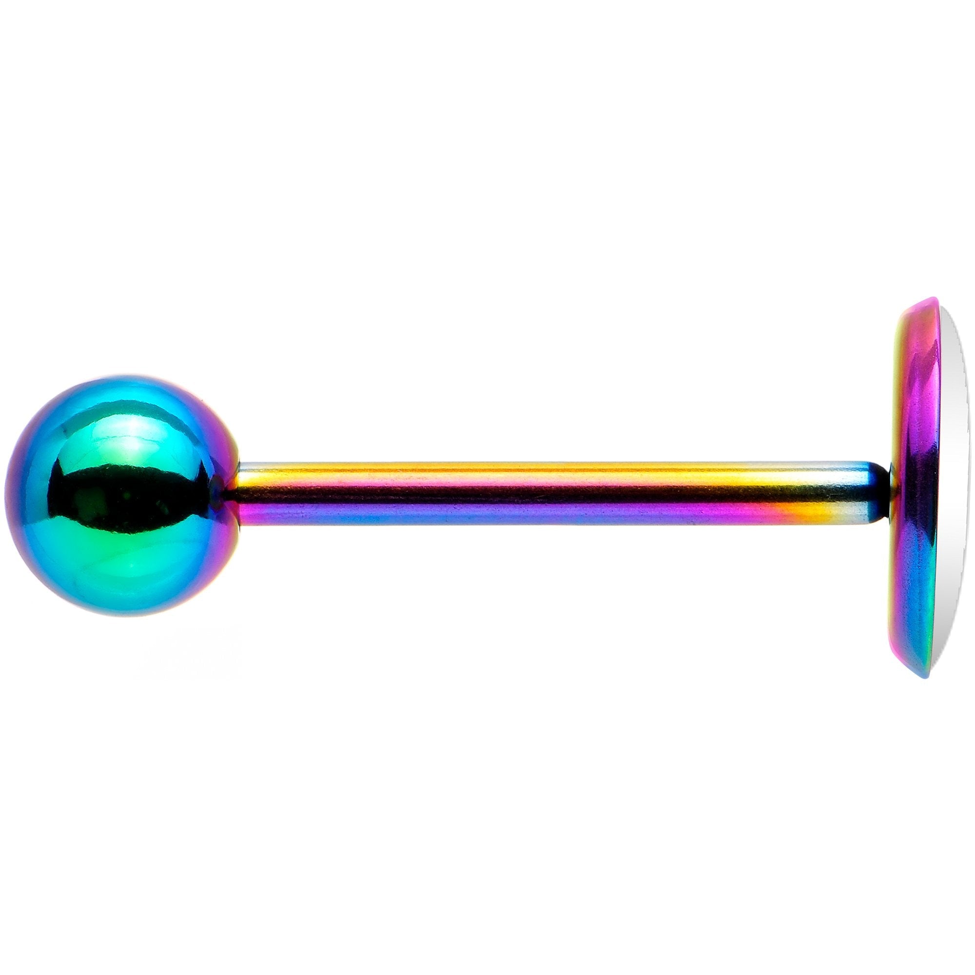 BodyCandy Custom Teal Personalized Name Rainbow Barbell Tongue Ring — barbell tongue category context
