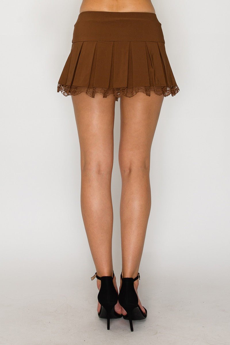 Coco Scallop Lace Trim Pleated Skirt
