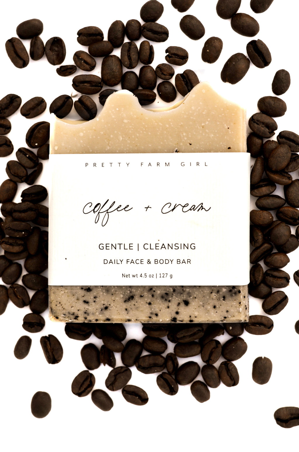 Pretty farm girl Coffee + Cream Handmade Tallow and Goat Milk Soap Bar — detail close-up