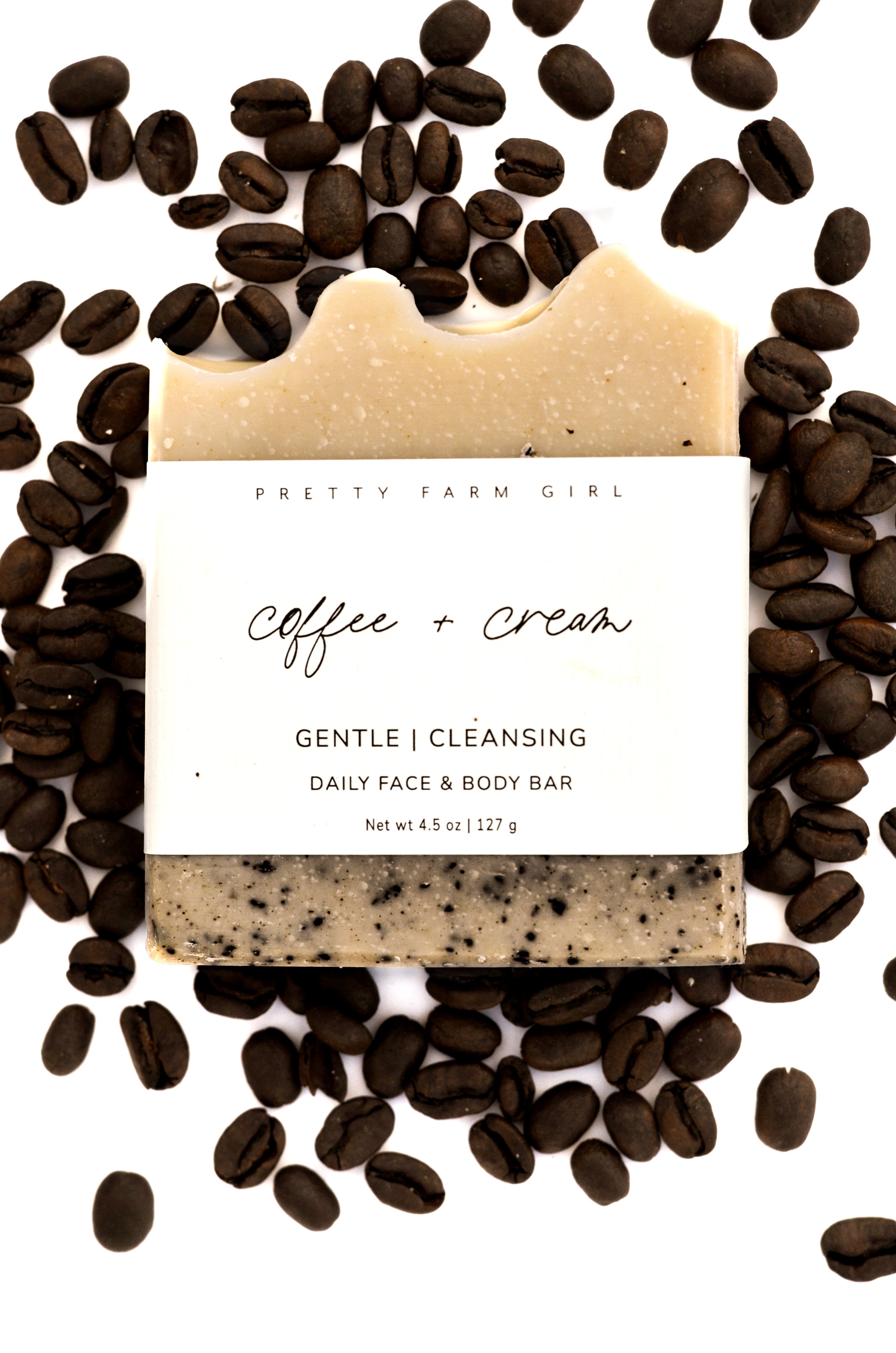 Pretty farm girl Coffee + Cream Handmade Tallow and Goat Milk Soap Bar — detail close-up