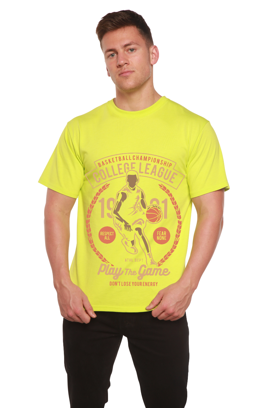 Spun Bamboo College League Men's Bamboo Viscose/Organic Cotton Short Sleeve Graphic T-Shirt — feature highlight