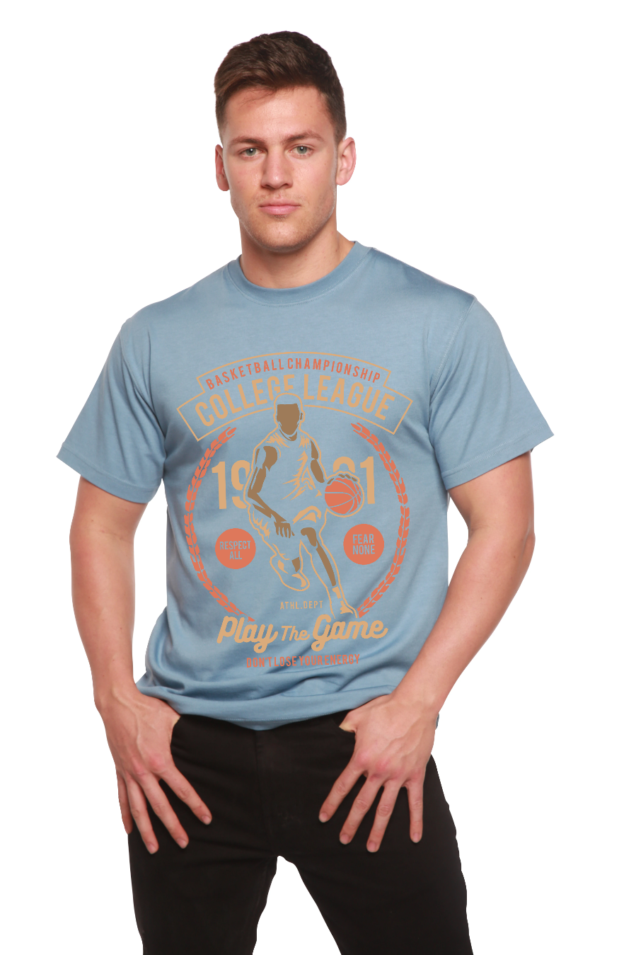 Spun Bamboo College League Men's Bamboo Viscose/Organic Cotton Short Sleeve Graphic T-Shirt — lifestyle context