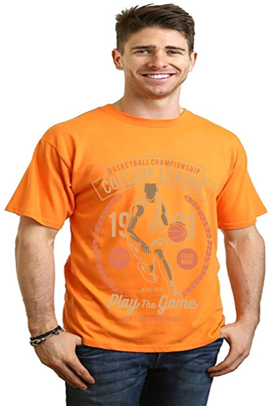 Spun Bamboo College League Men's Bamboo Viscose/Organic Cotton Short Sleeve Graphic T-Shirt — product on model