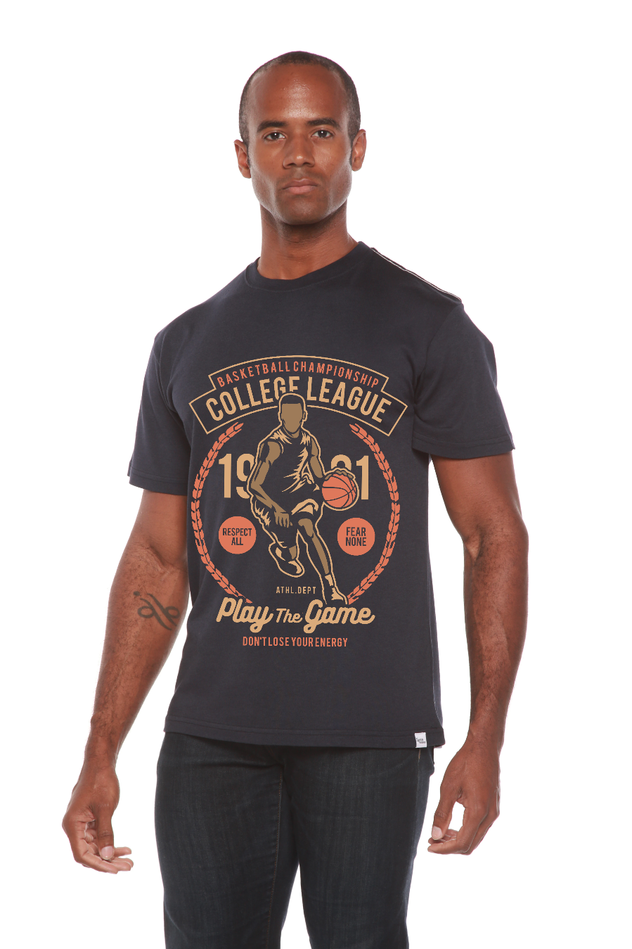 Spun Bamboo College League Men's Bamboo Viscose/Organic Cotton Short Sleeve Graphic T-Shirt — side view