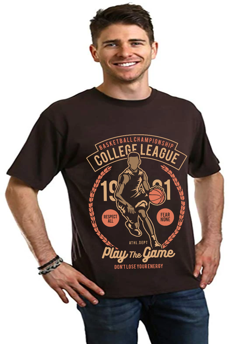 Spun Bamboo College League Men's Bamboo Viscose/Organic Cotton Short Sleeve Graphic T-Shirt — alternative angle