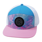 **ADULT** Color Vibes Flat Bill Hat — Cotton Candy / Pink / Neon Blue / White