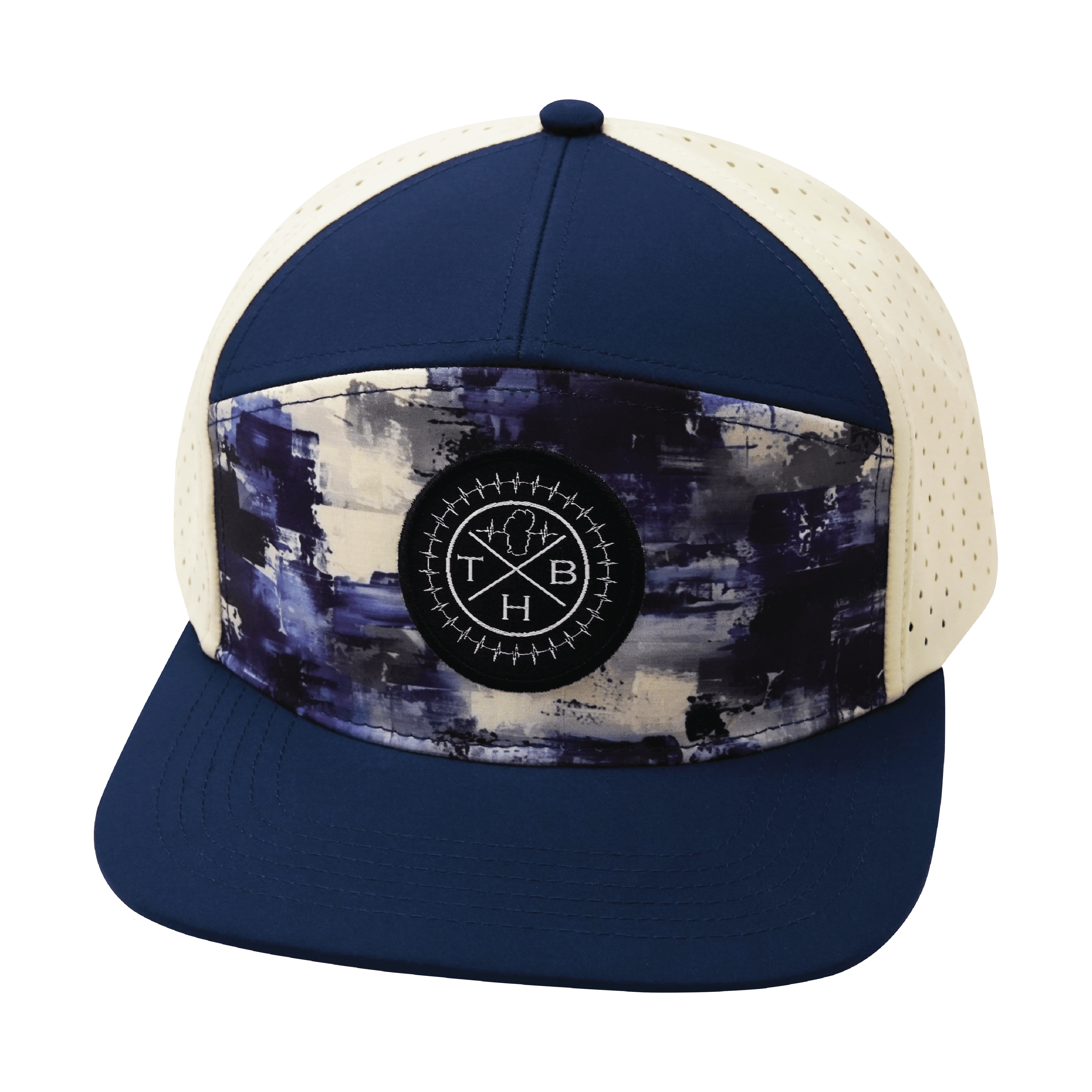 **ADULT** Color Vibes Hat - Flat Bill - Artist Flow - Navy / Cream - Laser Mesh