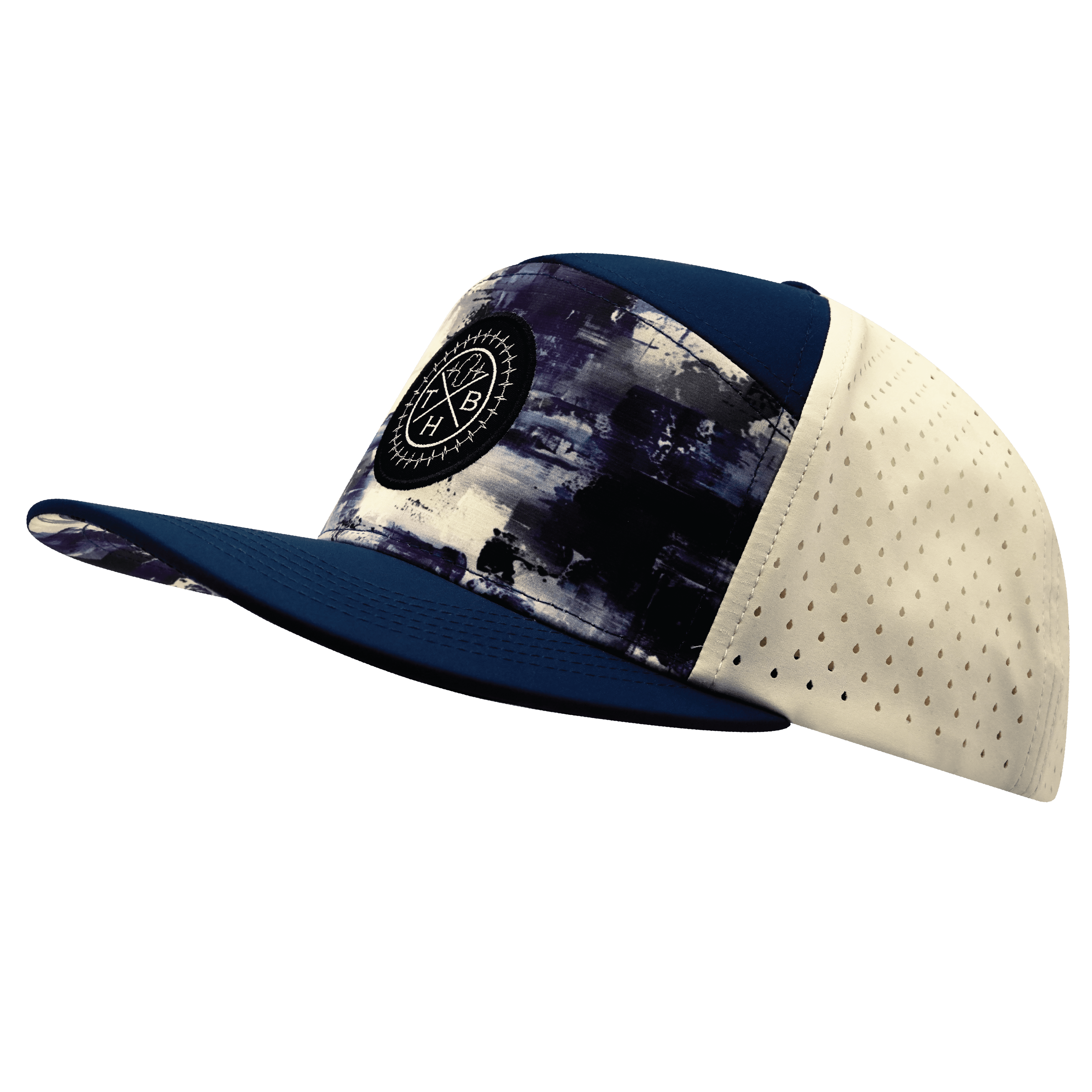**ADULT** Color Vibes Hat - Flat Bill - Artist Flow - Navy / Cream - Laser Mesh