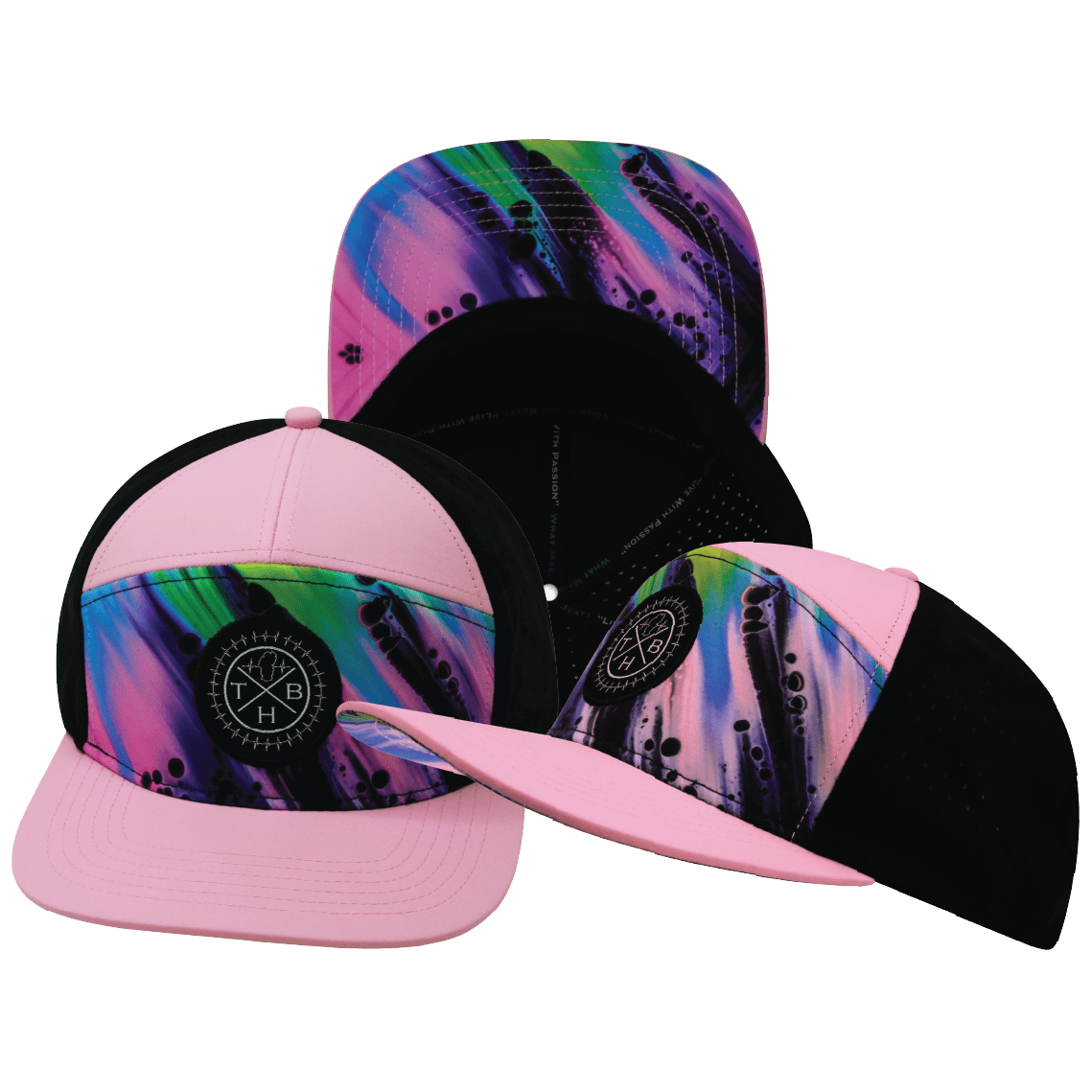 **ADULT** Color Vibes Flat Bill Hat — Aurora / Pink / Black