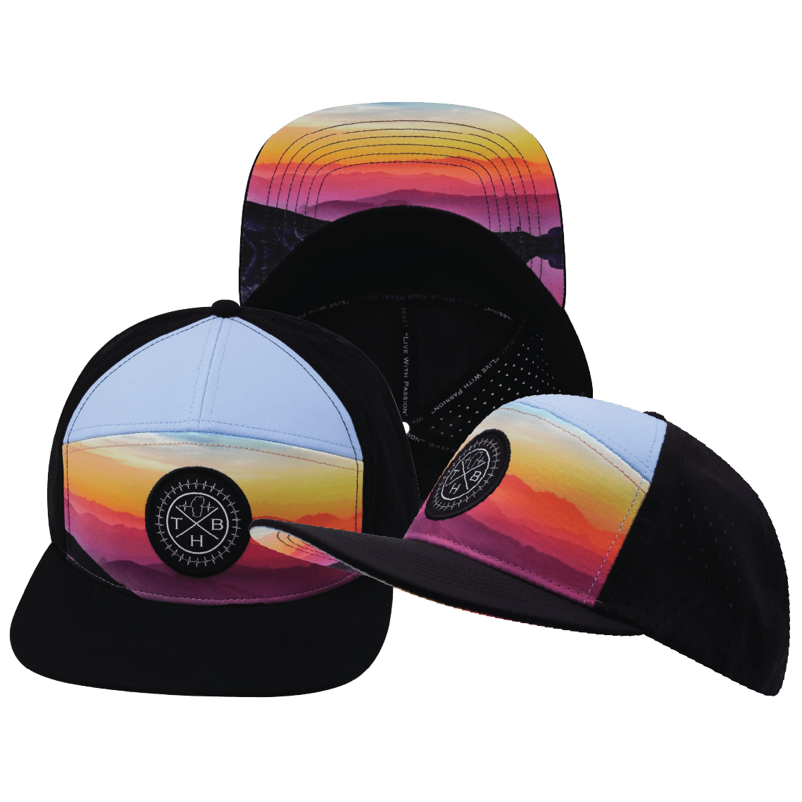 **ADULT** Color Vibes Hat - Flat Bill - Blue Ridge - Black / Baby Blue - Laser Mesh