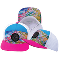 The Heartbeat Brand **ADULT** Color Vibes Hat - Flat Bill - Candy Land - Neon Pink / Neon Blue / White - Laser Mesh — main product shot