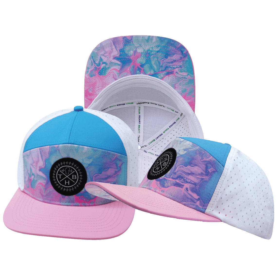 **ADULT** Color Vibes Flat Bill Hat — Cotton Candy / Pink / Neon Blue / White