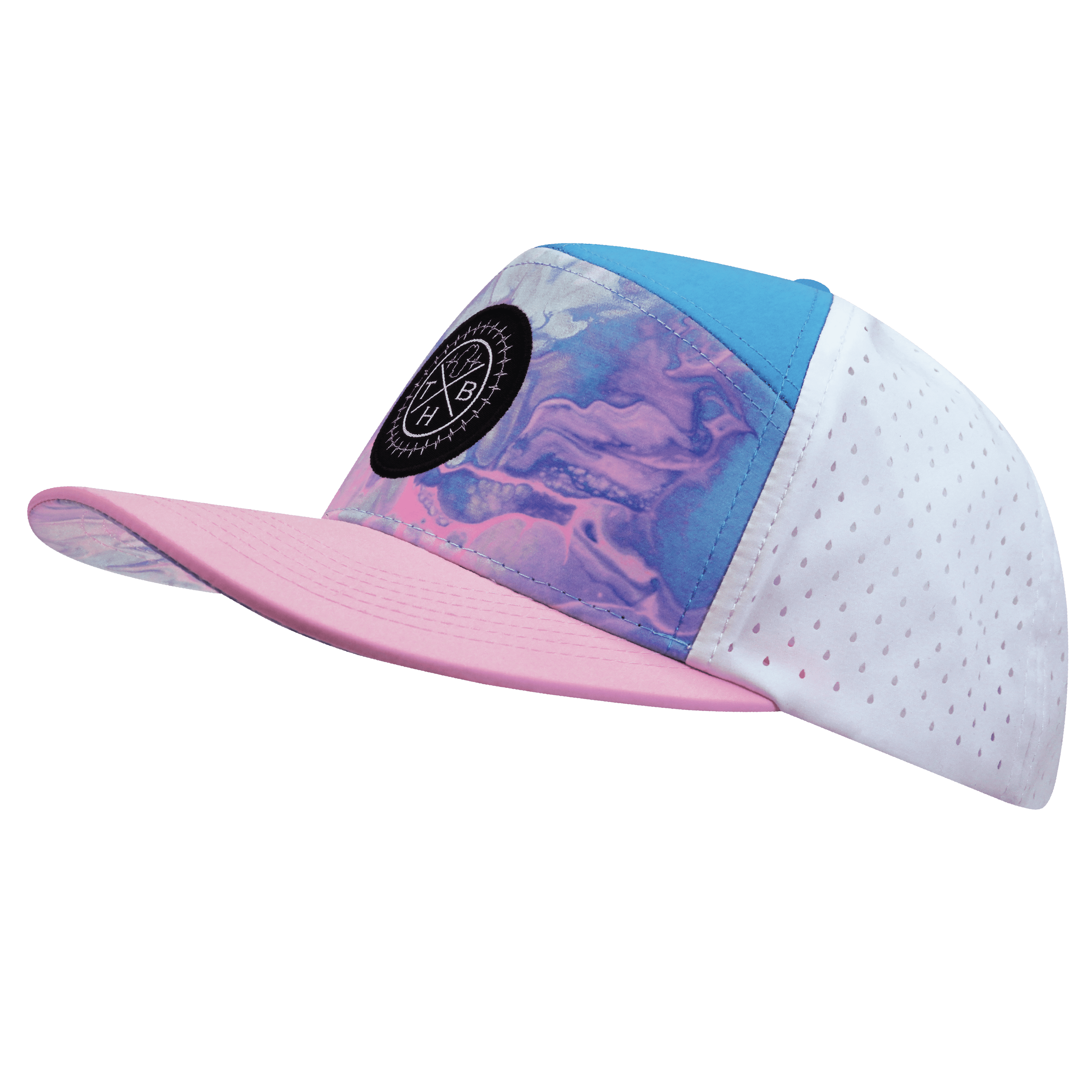**ADULT** Color Vibes Flat Bill Hat — Cotton Candy / Pink / Neon Blue / White