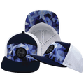 The Heartbeat Brand **ADULT** Color Vibes Flat Bill Hat — Geo Blue / Navy / White — main product shot