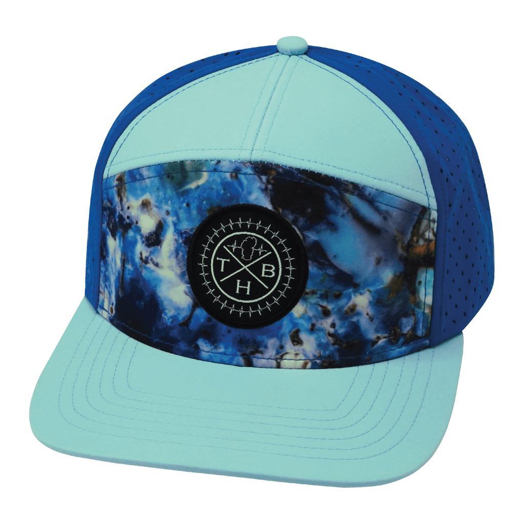 The Heartbeat Brand **ADULT** Color Vibes Hat - Flat Bill - Nebula - Mint / Blue - Laser Mesh — side view