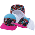 The Heartbeat Brand **ADULT** Color Vibes Hat - Flat Bill - Neon Peaks - Neon Pink / Neon Green Blue / White - Laser Mesh — m