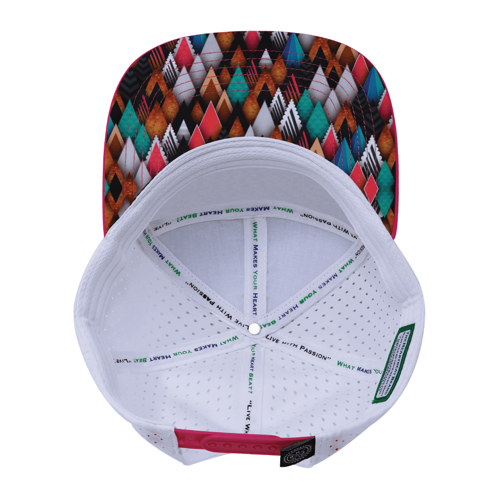 The Heartbeat Brand **ADULT** Color Vibes Hat - Flat Bill - Neon Peaks - Neon Pink / Neon Green Blue / White - Laser Mesh — b