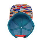 **ADULT** Color Vibes Hat - Flat Bill - Party Blocks - Neon Peach / White / Neon Blue - Laser Mesh