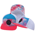 The Heartbeat Brand **ADULT** Color Vibes Hat - Flat Bill - Pixi Dust - Neon Peach / Neon Blue / White - Laser Mesh — main product shot