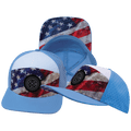 The Heartbeat Brand **ADULT** Color Vibes Hat - Flat Bill - Rugged Flag - Baby Blue / White - Laser Mesh — main product shot
