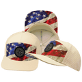 The Heartbeat Brand **ADULT** Color Vibes Hat - Flat Bill - Rugged Flag - Cream - Laser Mesh — main product shot