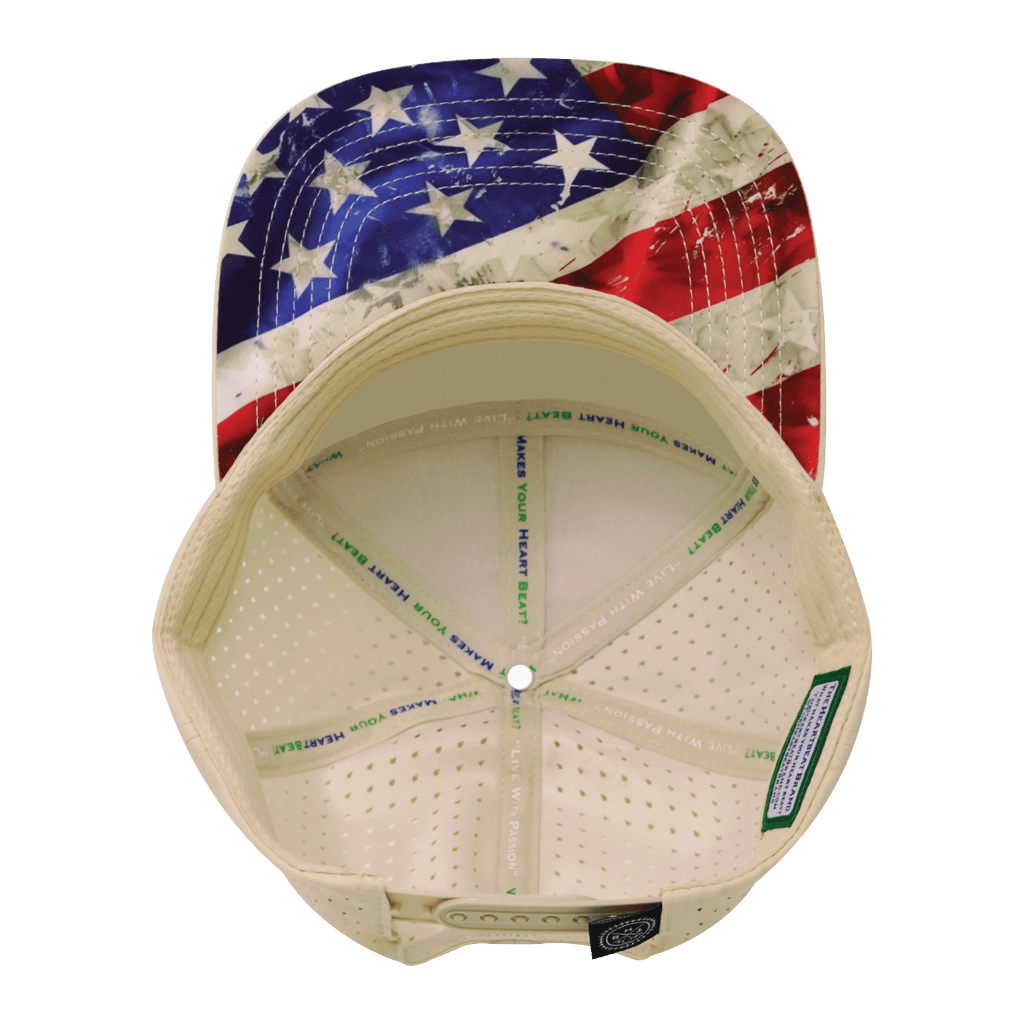 The Heartbeat Brand **ADULT** Color Vibes Hat - Flat Bill - Rugged Flag - Cream - Laser Mesh — back view