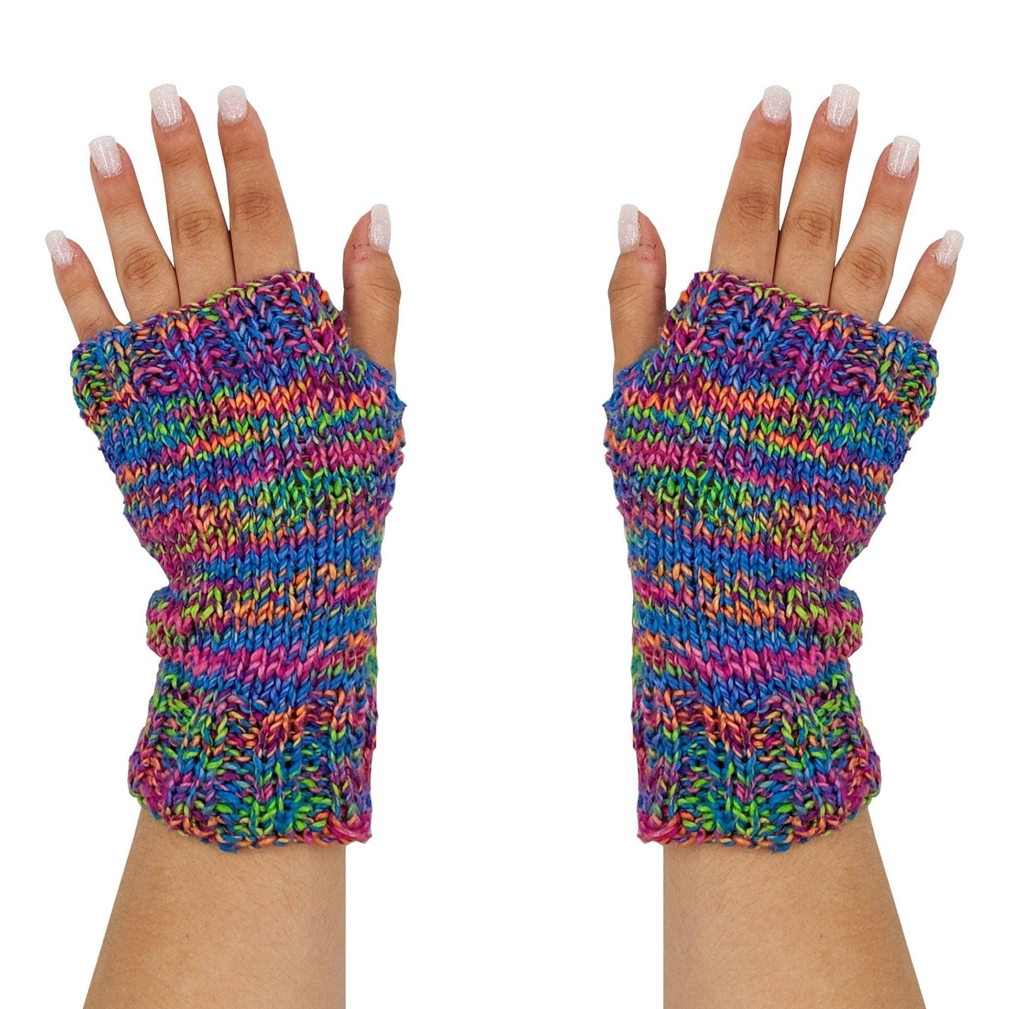 Darn Good Yarn Darn Good Yarn Colorful Fingerless Mitts Knitting and Crochet Kit — kits category context