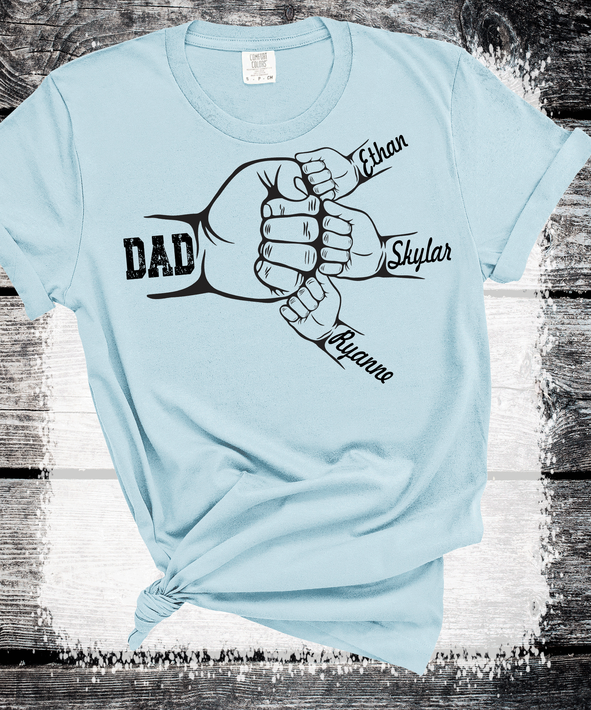 A Blessed Texas Mess Boutique Comfort Colors®  Custom Dad Shirt with Kid Names, Father's Day Gift, New Dad… — lifestyle worn / used context