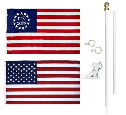 Commemorative Betsy Ross America 250 Flag Kit (Flag, Pole, Bracket) by Flags Unlimited