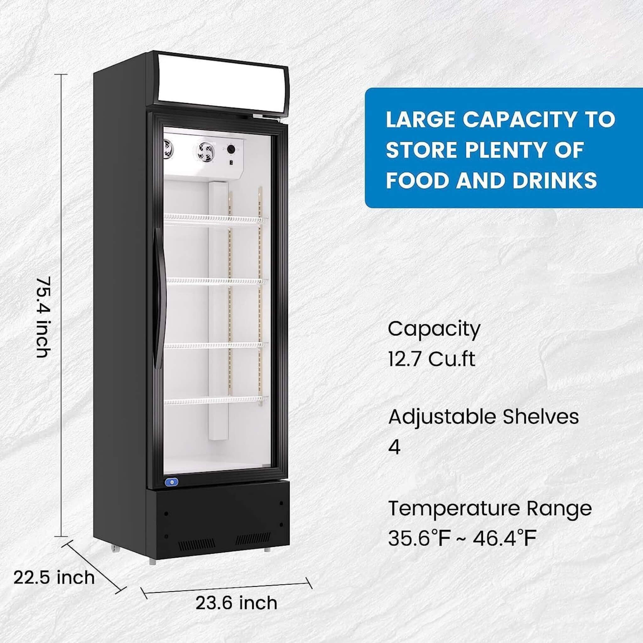 Heavy Duty Industrial Glass Door Beverage Merchandiser Refrigerator Cooler, 11 Cu.Ft (SAK04571) – SAKSBY WHOLESALE, view 9
