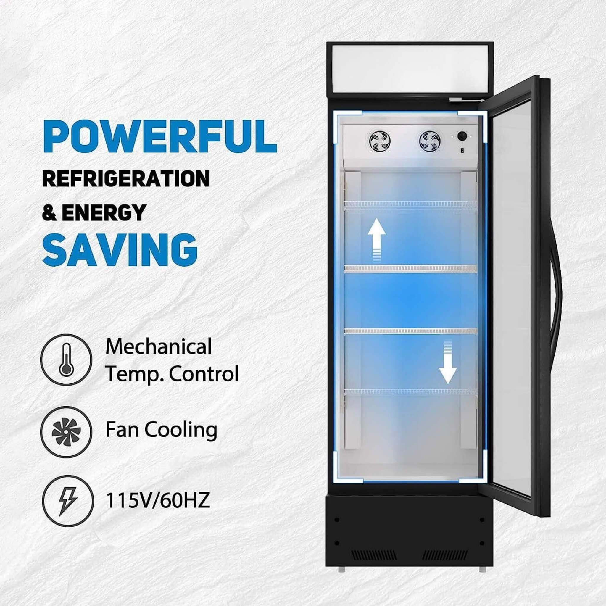 Heavy Duty Industrial Glass Door Beverage Merchandiser Refrigerator Cooler, 11 Cu.Ft (SAK04571) – SAKSBY WHOLESALE, view 4