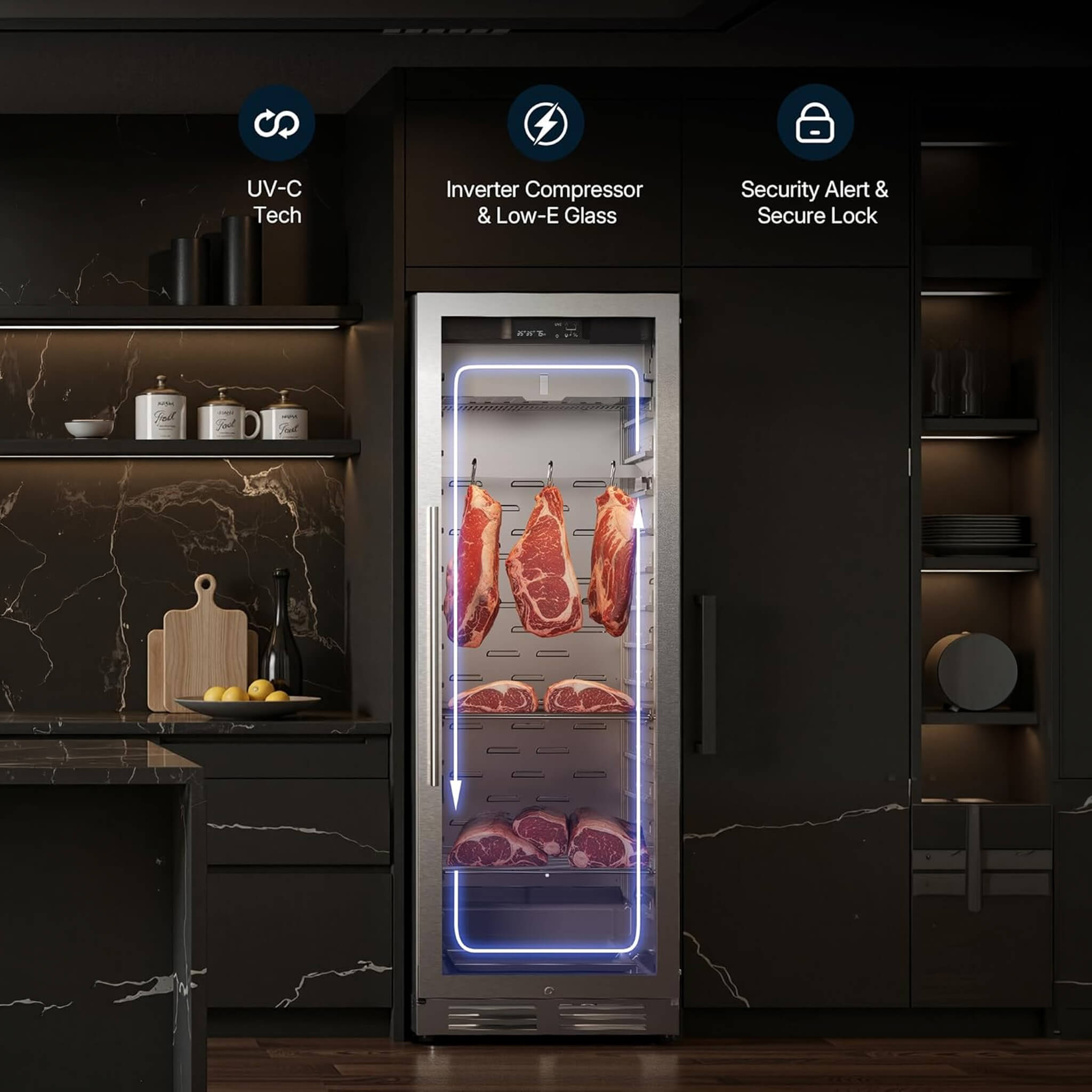 Commercial 12.5 Cu.Ft Dry Aging Fridge For Steaks, Beef, Lamb, And Ham (SAK63584) – SAKSBY WHOLESALE, view 6